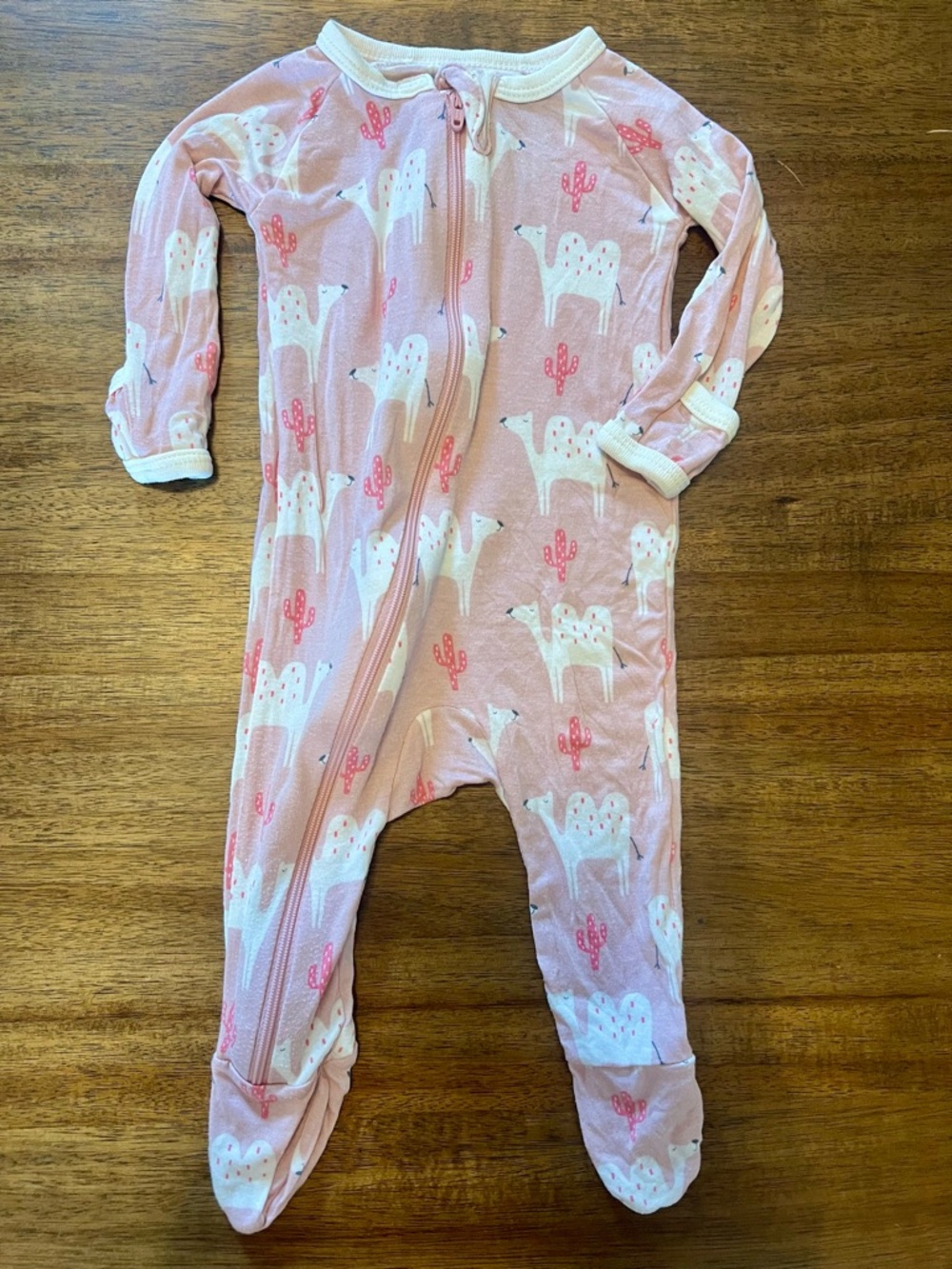 Bestaroo Modal Pink Baby Footed Zippy  with Camel Print 0-3 Months